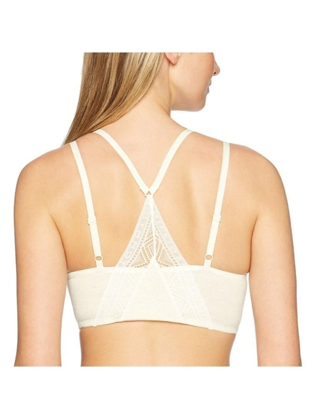 TOMMY HILFIGER OATMEAL HEATHER LIGHTLY LINED SIGNATURE LACE WIRE FREE BRA 34D